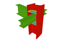 Unin de pilar con dintel empotrado, y con dos vigas ortogonales articuladas (pilar pasante)