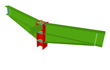 Unin de pilar con dos dinteles empotrados con cartelas, y con una viga ortogonal articulada
