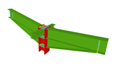Unin de pilar con dos dinteles empotrados con cartelas, y con dos vigas ortogonales articuladas