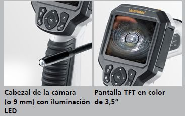 Videoendoscopio de 9 mm de diámetro de cámara con cable de 5 metros, pantalla TFT color de 3.5