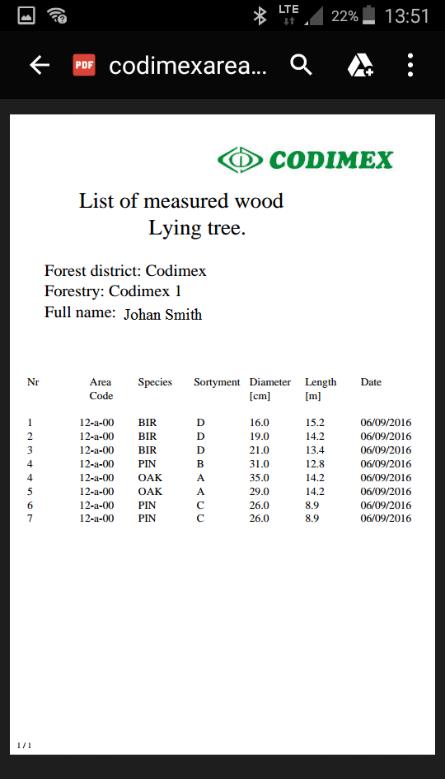 Aplicación "Forest notebook" Para medir árboles de pie y tumbado